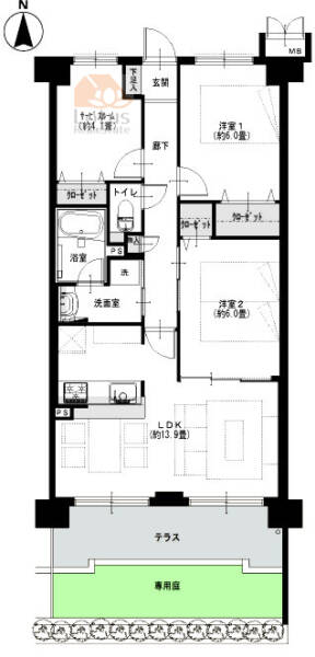 エンゼルハイム北綾瀬104間取図