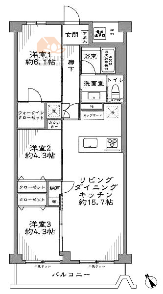 五反田ロイヤルハイツ1402間取図