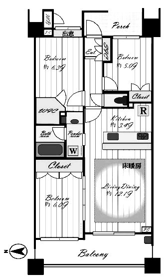アリアシティ7階間取図