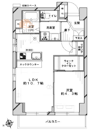 田原町グリーンハイツ201間取図