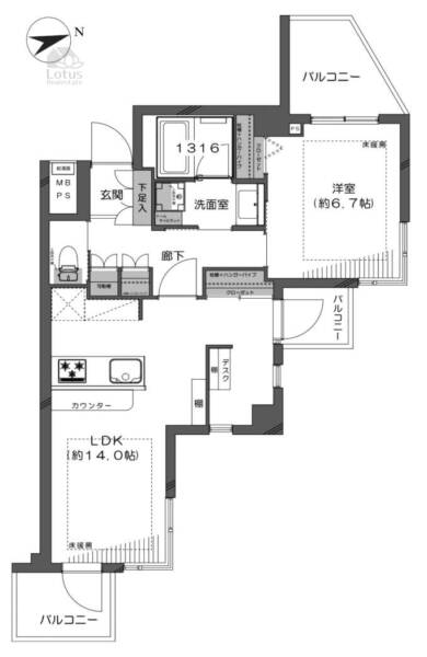 ベルテ代々木上原２201間取図