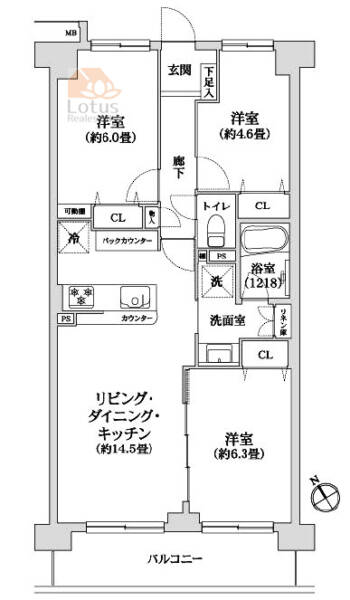 エヴァーグリーン船堀２202間取図