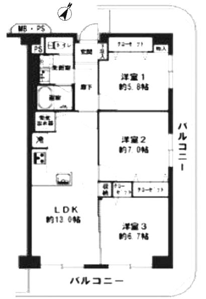 日商岩井金町マンション409間取図