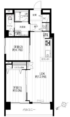 鶯谷上原ハイツ401間取図