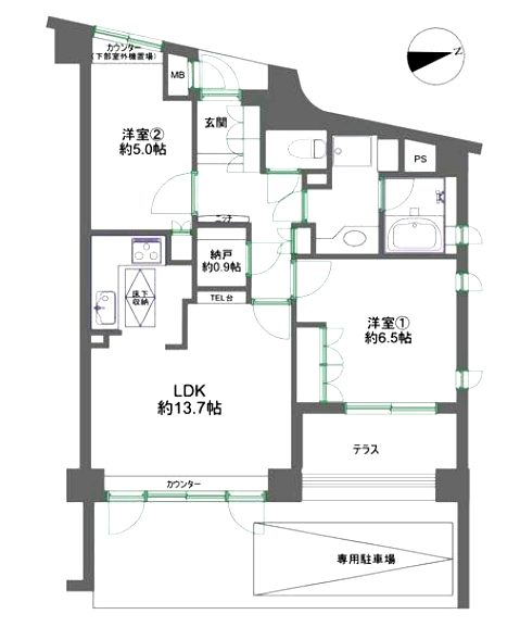 アクシルコート上野103間取図