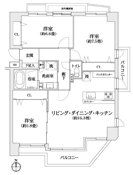 コスモ西葛西２201間取図