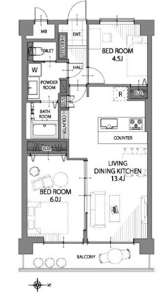 トーア千住マンション504間取図