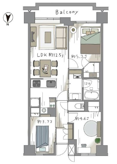 菊川パークホームズ202間取図