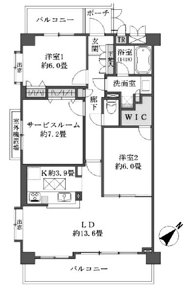 クレッセント上野毛３105間取図