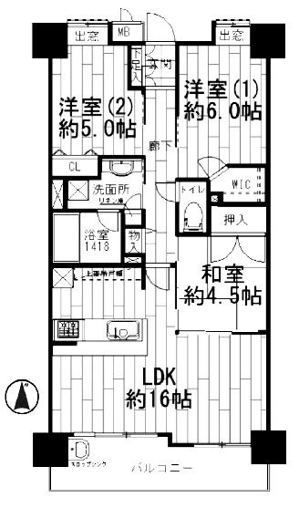 ライフグレイスビュー鷺宮505間取図