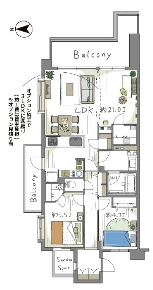 ディアプレイス中野野方201間取図