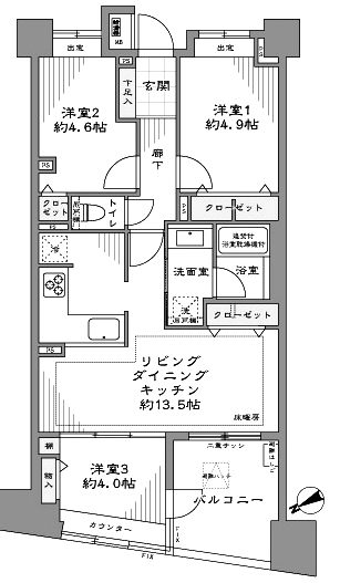 コスモ上野パークサイドシティ205間取図