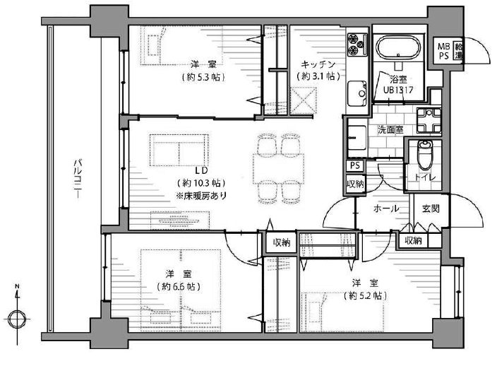 コスモ大崎ツインフォルムマーベルコート1002間取図