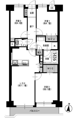 十条ガーデンハウス403間取図