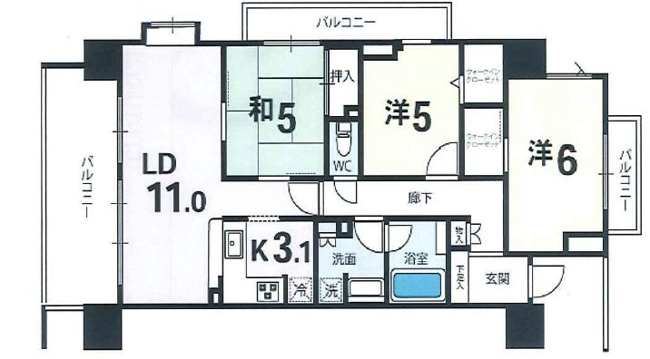 レーベンハイム町屋フォルシエーロ201間取図