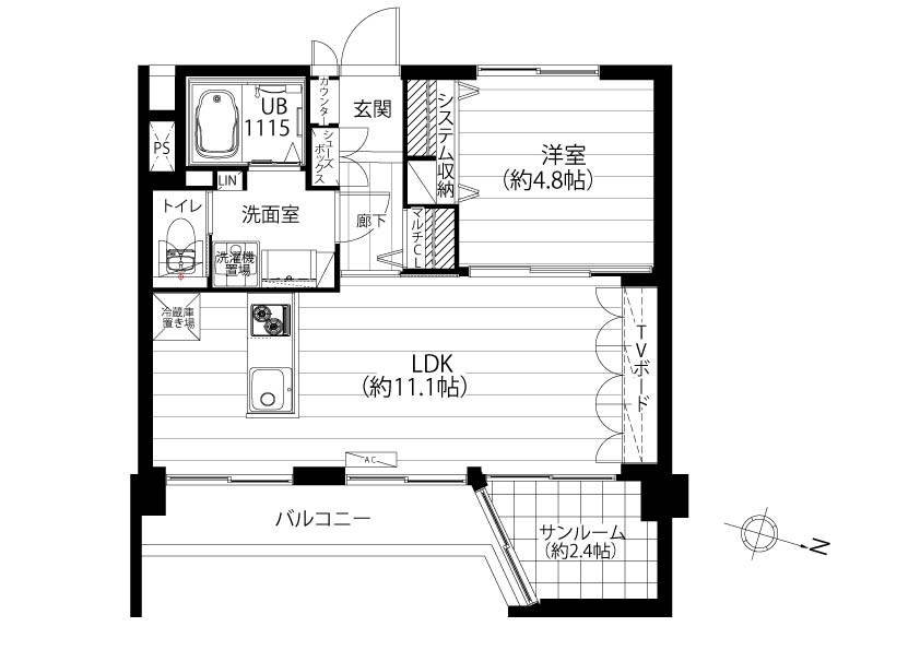 和甲第1マンション402間取図