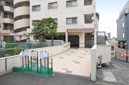 池ノ上グロリアハイツエントランス１｜アプローチは緩やかな傾斜がついております。