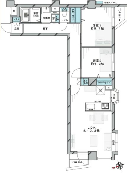 信開ダイナスティ亀戸402間取図