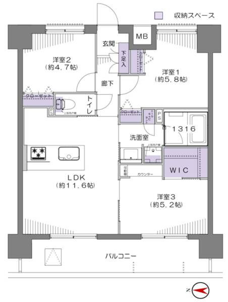 セレナハイムペア浜園206間取図