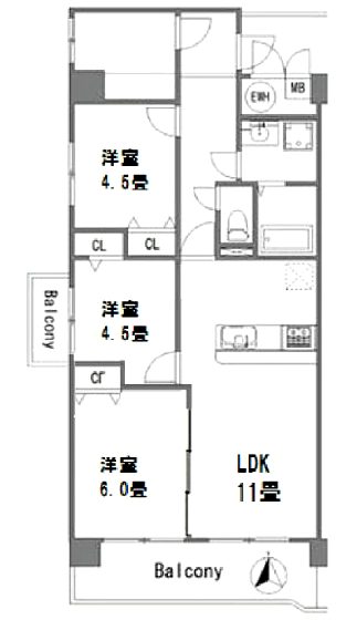 グリーンパーク第4五反野601間取図