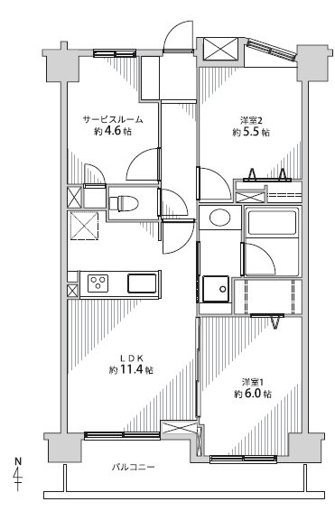 エクメーネ西新井西公園弐番館403間取図