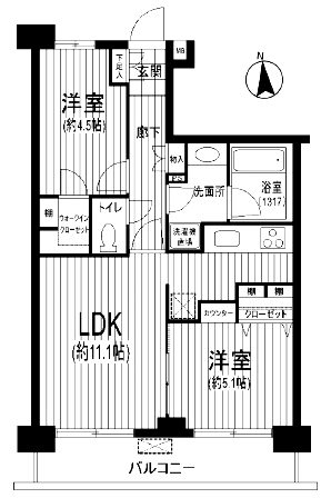 日神デュオステージ浅草今戸1002間取図