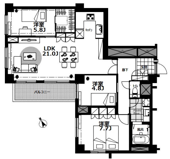 東高駒込ペアシティ507間取図