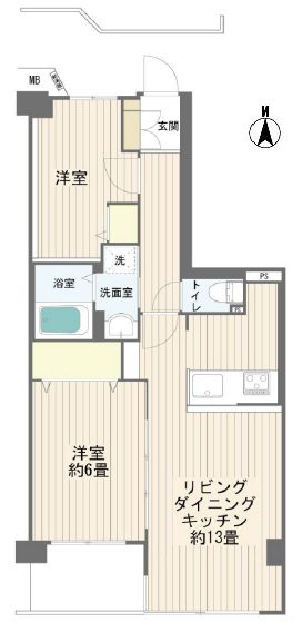 カームタウン南花畑107間取図