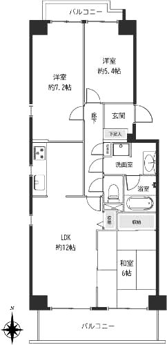 ラレーブ竹の塚E-608間取図