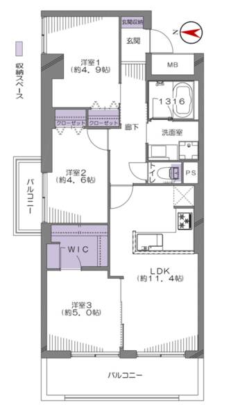 グリーンコーポ町屋401間取図