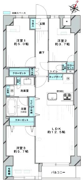 マイキャッスル水天宮前壱番館803間取図