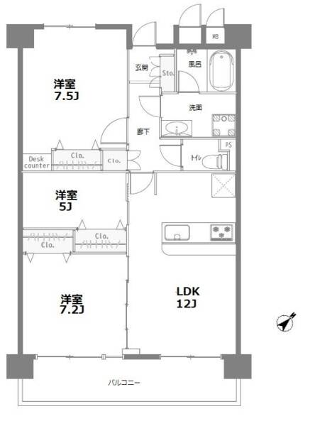 北千住パークファミリア1410間取図