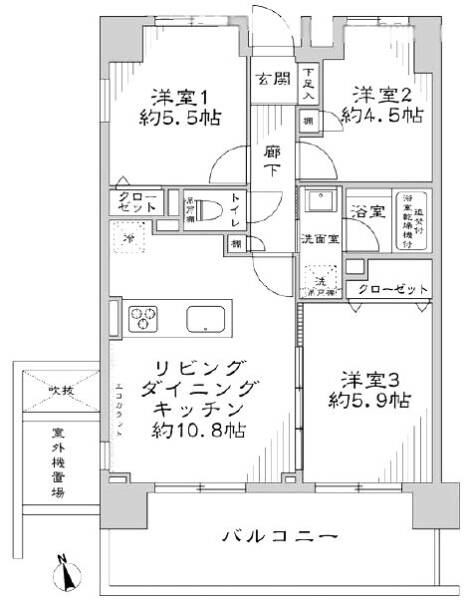 フラッツ北千住403間取図