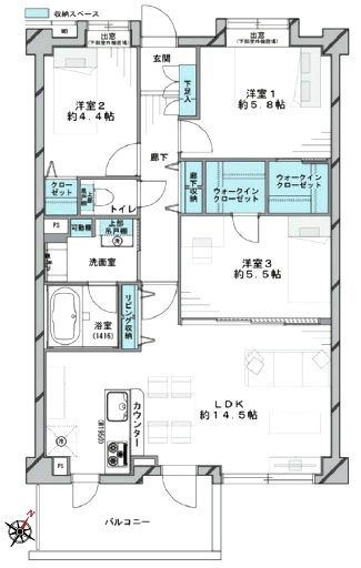 ライオンズマンション柴又金町公園308間取図