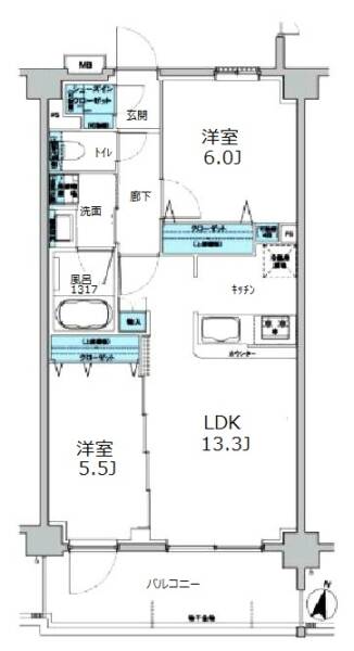 グランウィッシュ四ツ木502間取図