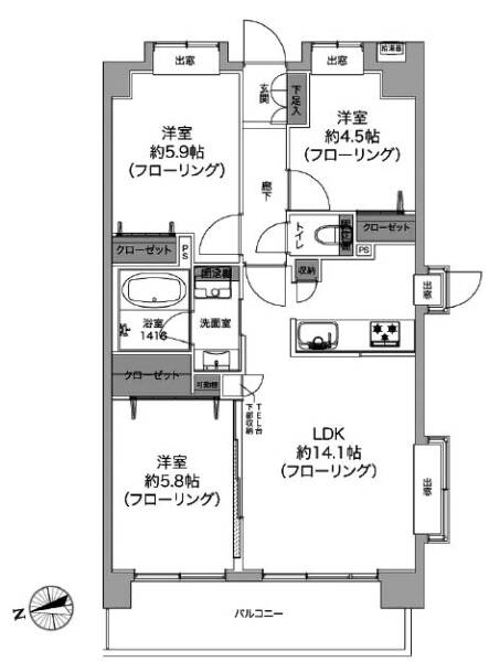 レクセルマンション北綾瀬305間取図