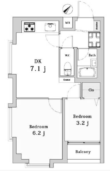 桜新町アムフラット201間取図