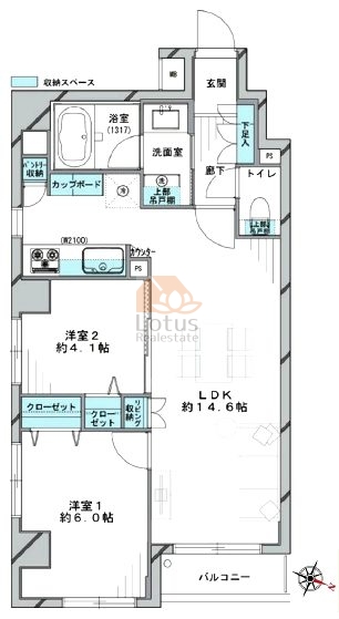 日本橋三越前アムフラット角部屋間取図