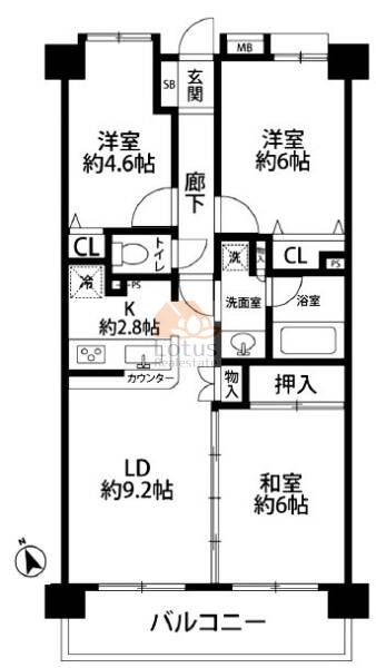 ディアレスト鹿浜206間取図