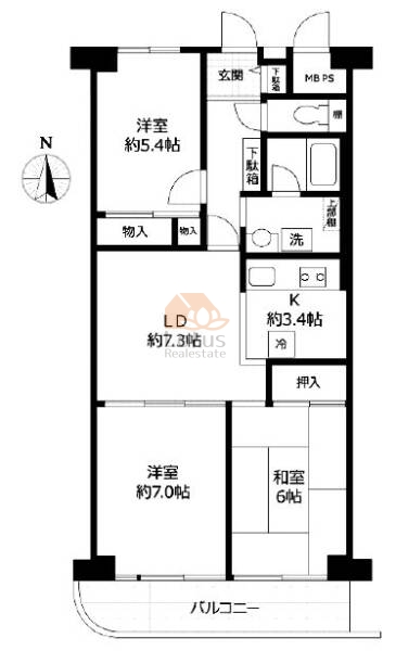 洋伸竹ノ塚マンション309間取図