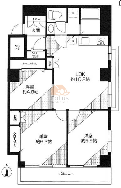 マンションヴィップ新宿柏木4階間取図