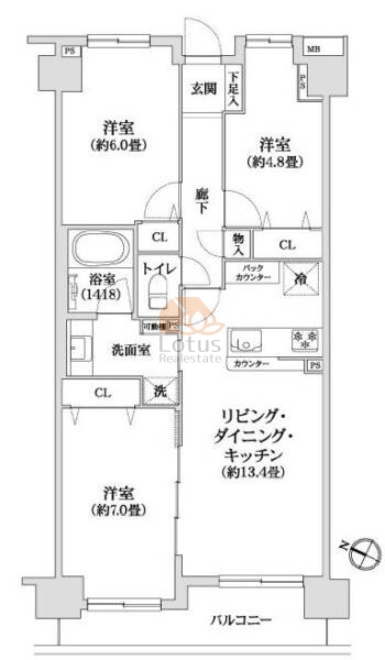 コスモフェスタ一之江1205間取図