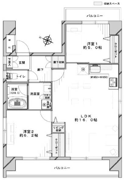 ライオンズマンション六義園401間取図