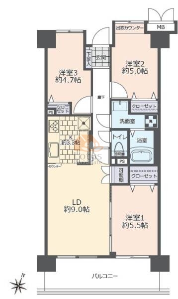 青砥東パークホームズ1003間取図