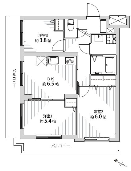 セザール西新井大師202間取図