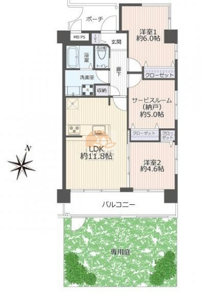 グリーンパーク北綾瀬弐番館105間取図