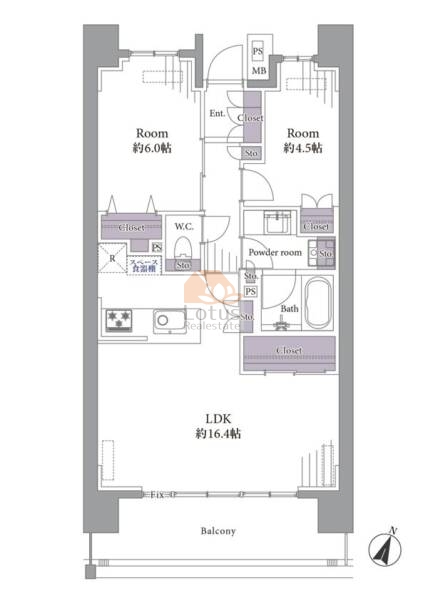 パークホームズ町屋302間取図