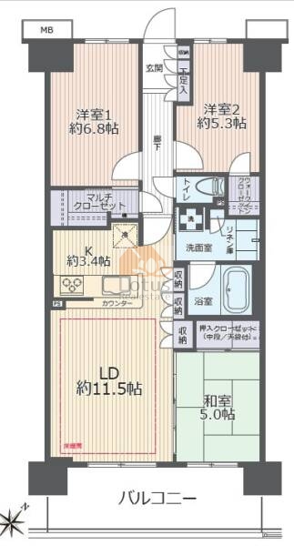 新小岩パークフロント107間取図