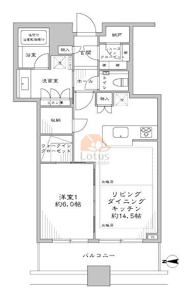 プラウドタワー千代田富士見712間取図