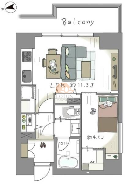 フリーディオ西麻布203間取図